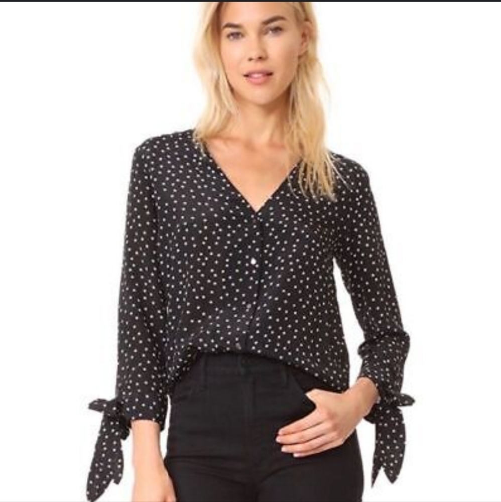 Madewell Silk Star Scatter Tie Sleeve Blouse XL